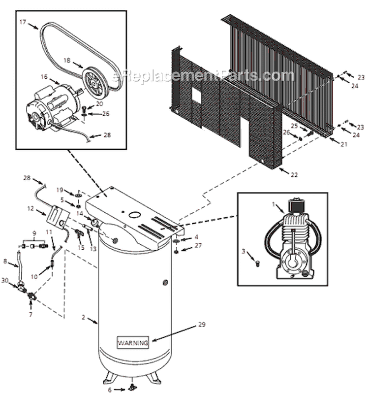 Page A Diagram and Parts List for SDR5Z628A 2008 Campbell Hausfeld Compressor